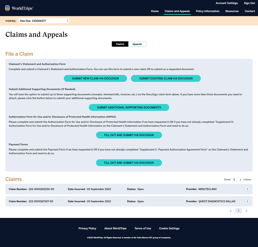 member-portal-claims-and-appeals-page
